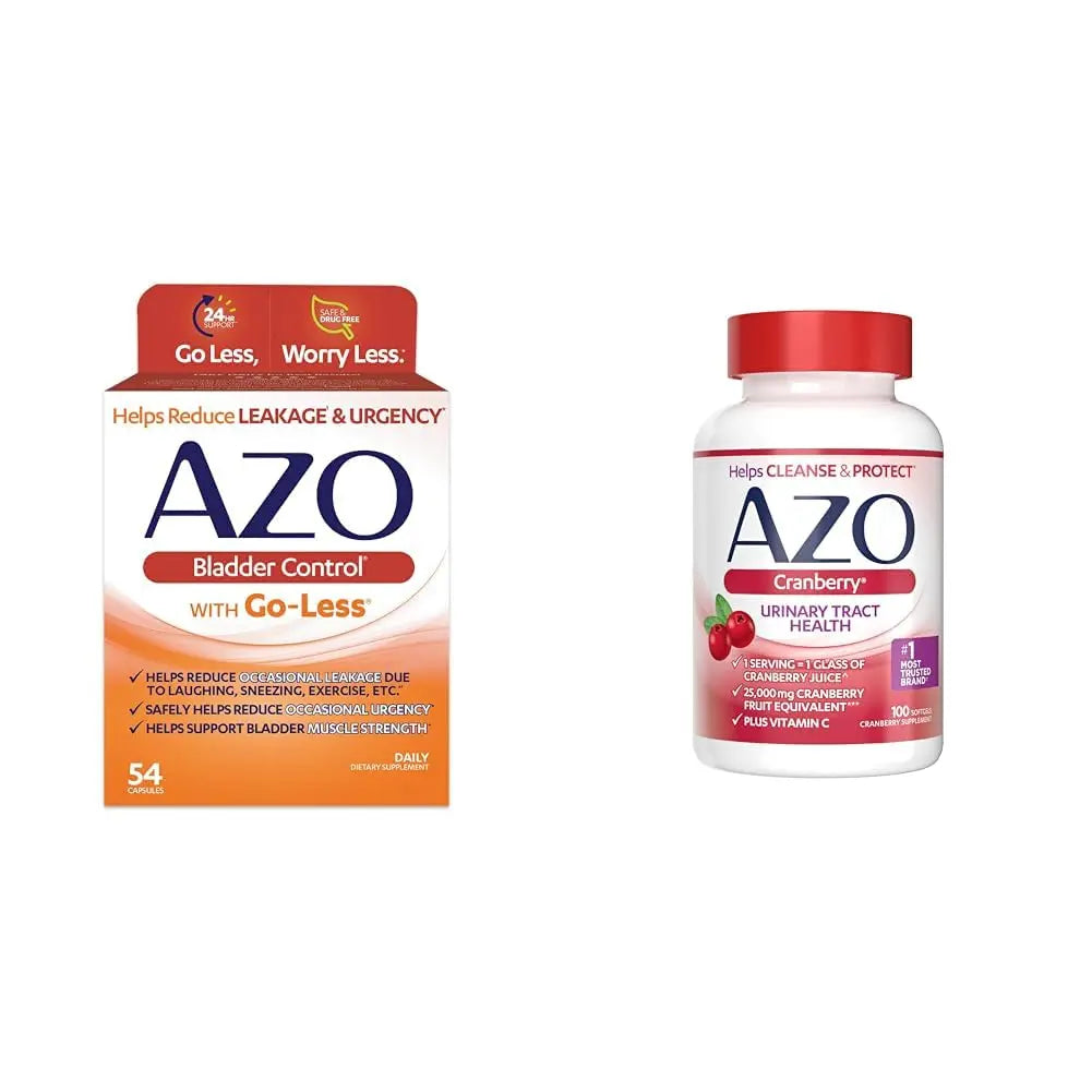 AZO Bladder Control with Go-Less Daily Supplement | Helps Reduce Occasional Urgency & Leakage | 54 Count Cranberry Urinary Tract Health | 100 Softgels AZOBuy Supplements Australia