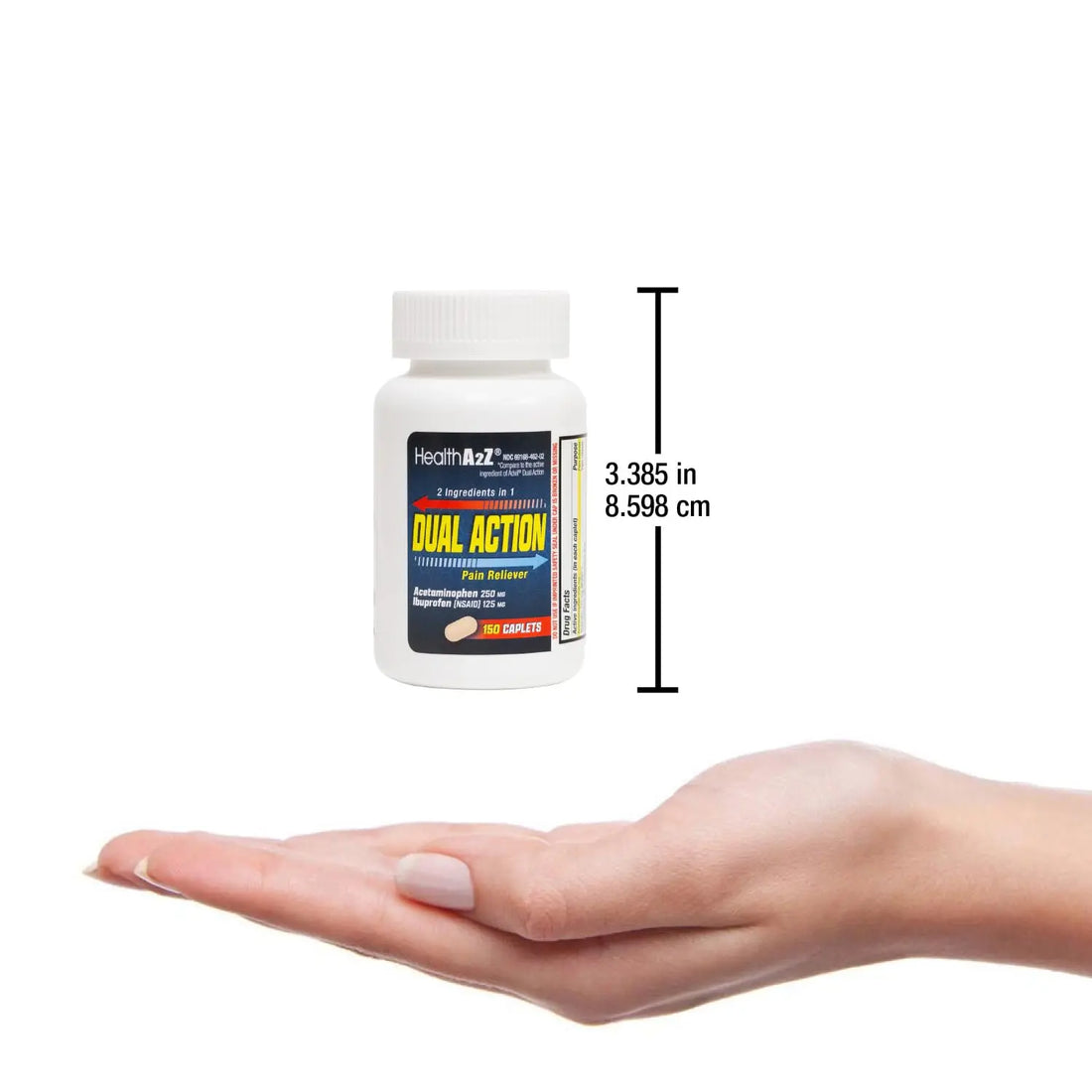 HealthA2Z® Dual Action Pain Relief | Acetaminophen 250mg & Ibuprofen (NSAID) 125mg | Contains Two Medicines | Relief from Headache, Fever & Backache (150 Caplets) HealthA2ZBuy Supplements Australia