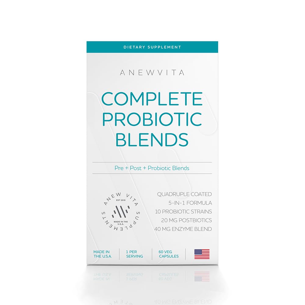 Complete Probiotic Blend: 5-in-1 Digestive Enzymes, Zinc, Postbiotic, Prebiotics and Probiotics for Women & Men, Provitalize for Women Digestive & Gut Health | 10 Strains 20 Billion CFU, 60ct Softgels Anew VitaBuy Supplements Australia