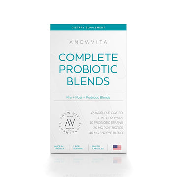 Complete Probiotic Blend: 5-in-1 Digestive Enzymes, Zinc, Postbiotic, Prebiotics and Probiotics for Women & Men, Provitalize for Women Digestive & Gut Health | 10 Strains 20 Billion CFU, 60ct Softgels Anew VitaBuy Supplements Australia