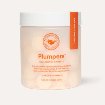 The Beauty Chef Plumpers™ Collagen Chewable Tablets with Hyaluronic Acid & Postbiotic, Supports Skin Elasticity & Collagen, Women's Multivitamin, Collagen Peptides, 75 Tablets (Orange & Turmeric) The Beauty ChefBuy Supplements Australia