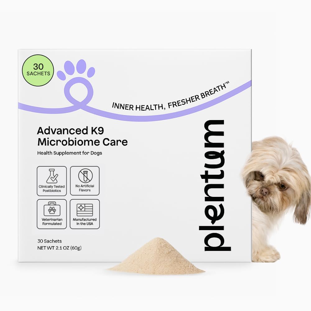 Daily Prebiotic + Postbiotic Dog Supplement Powder | 12-in-1 Support for Gut, Joints, Allergy, Immunity, Calming & Oral Health | Human-Grade Ingredients, No Artificial Flavors-No Fillers - 30 Sachets PlentumBuy Supplements Australia