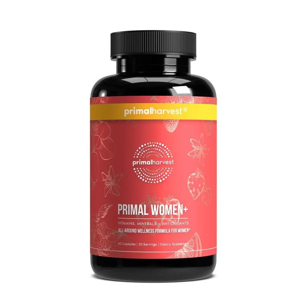 Primal Harvest Women+, Woman's Multivitamin Vitamin A, Vitamin C, Vitamin D and E, Vitamin B12, B6, Biotin, Zinc Supplements,1 Pack 60 Capsules Primal Harvest