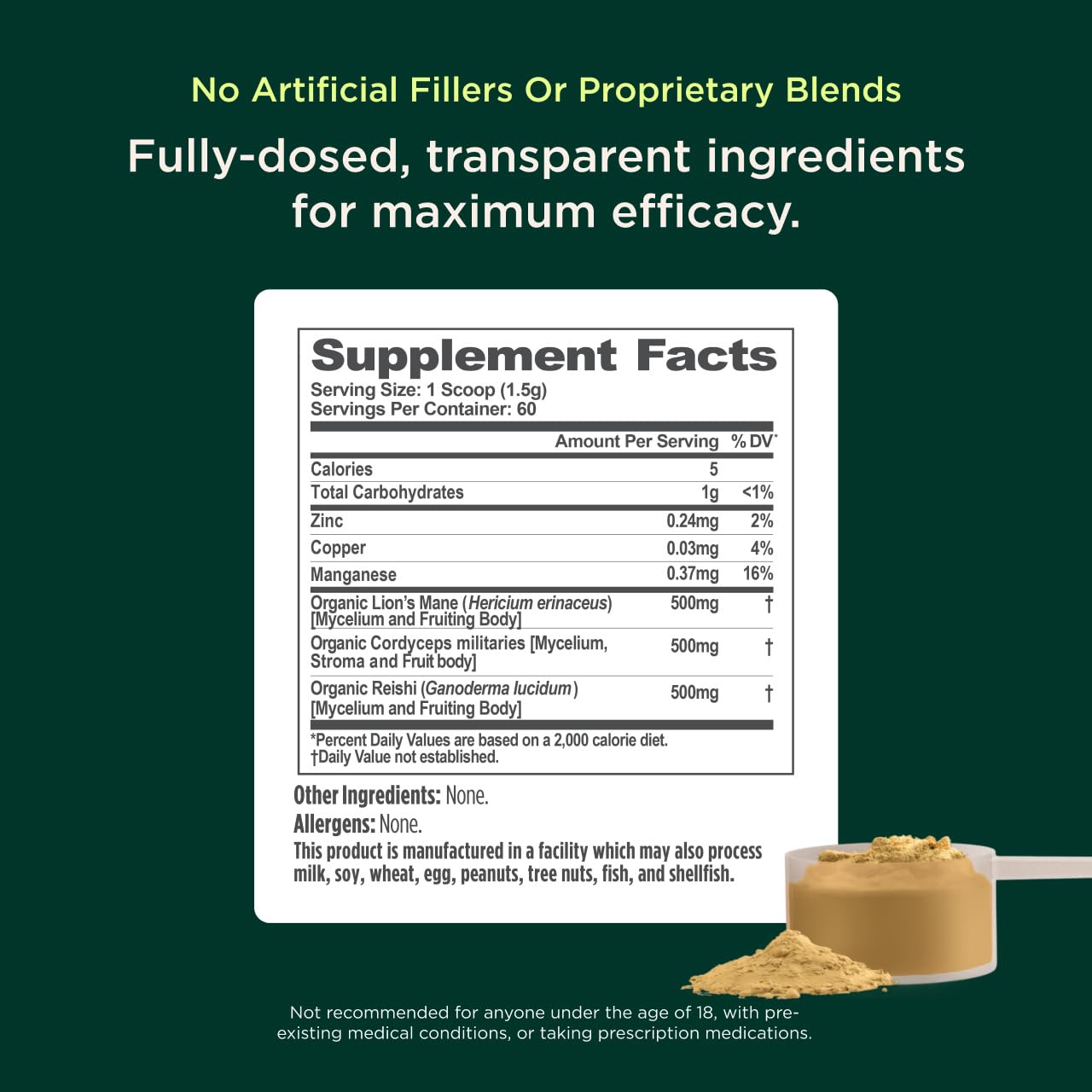 The Genius Brand Mushroom Powder - Includes Lion's Mane, Cordyceps & Reishi - Supports Brain Health, Immune System & Energy Levels - USDA Organic Mushroom Powder - 3.17 oz (60 Servings) The Genius BrandBuy Supplements Australia