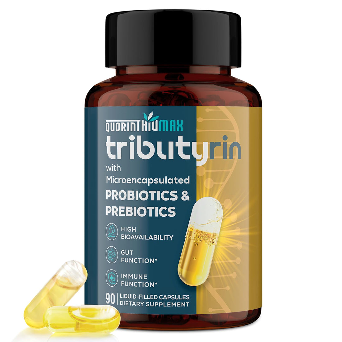 Tributyrin Supplement for Gut & Immune 800mg | High Bioavailability with Microencapsulated Probiotics & Prebiotics - Advanced Liquid-Filled Tributyrin Complex, Gluten Free, 90 Capsules QuorinthiumaxBuy Supplements Australia