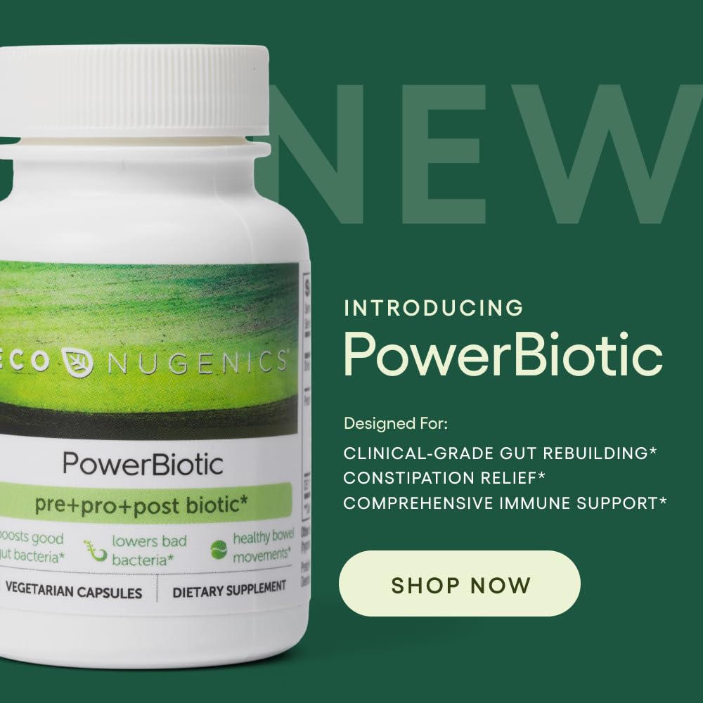 EcoNugenics PowerBiotic: Prebiotic, Probiotic & Postbiotic for Men & Women – 30 Capsules (1 Daily) – Supports Digestive Health, Gut Cleanse, Constipation Relief, Immune Function EcoNugenicsBuy Supplements Australia