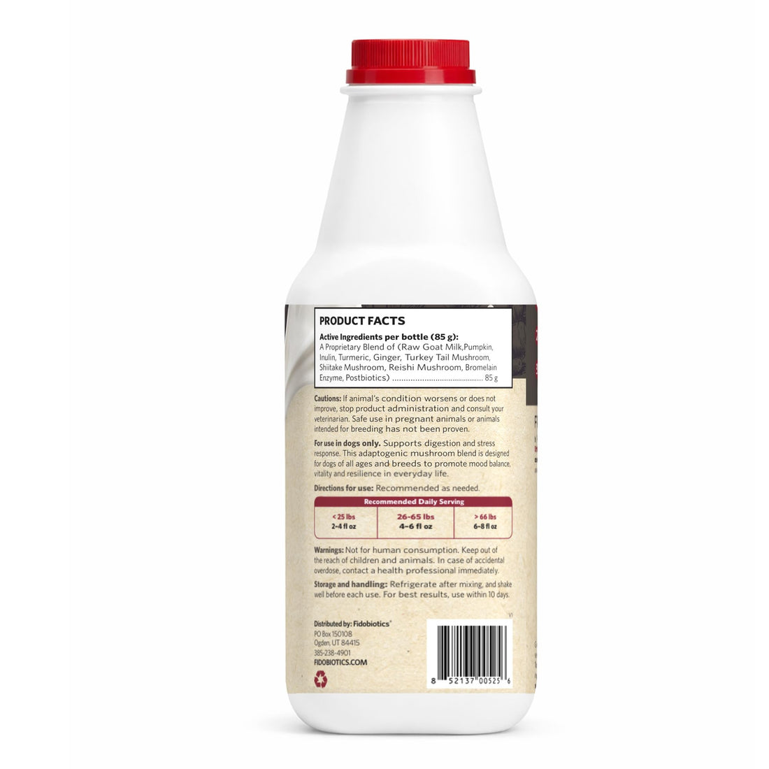 Fidobiotics Goat Milk Powder for Dogs, Mix and Serve Gut and Brain Health Support with Prebiotics, Probiotics, & Postbiotics, Ginger Shroom Flavor, 32oz FidobioticsBuy Supplements Australia