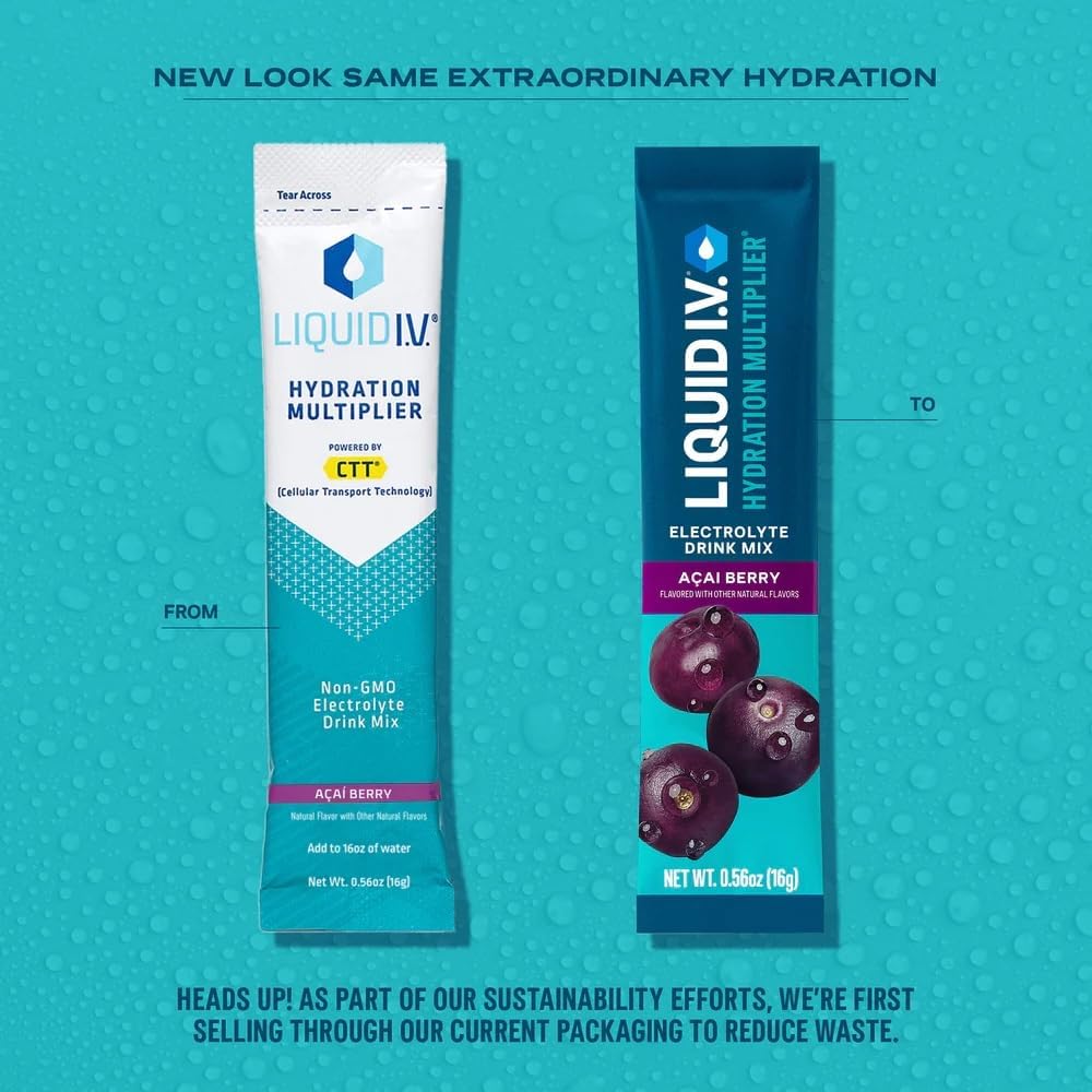 Liquid I.V.® Hydration Multiplier - Acai Berry | Electrolyte Powder Drink Mix | 3 Pack (48 Servings) Liquid I.V.Buy Supplements Australia