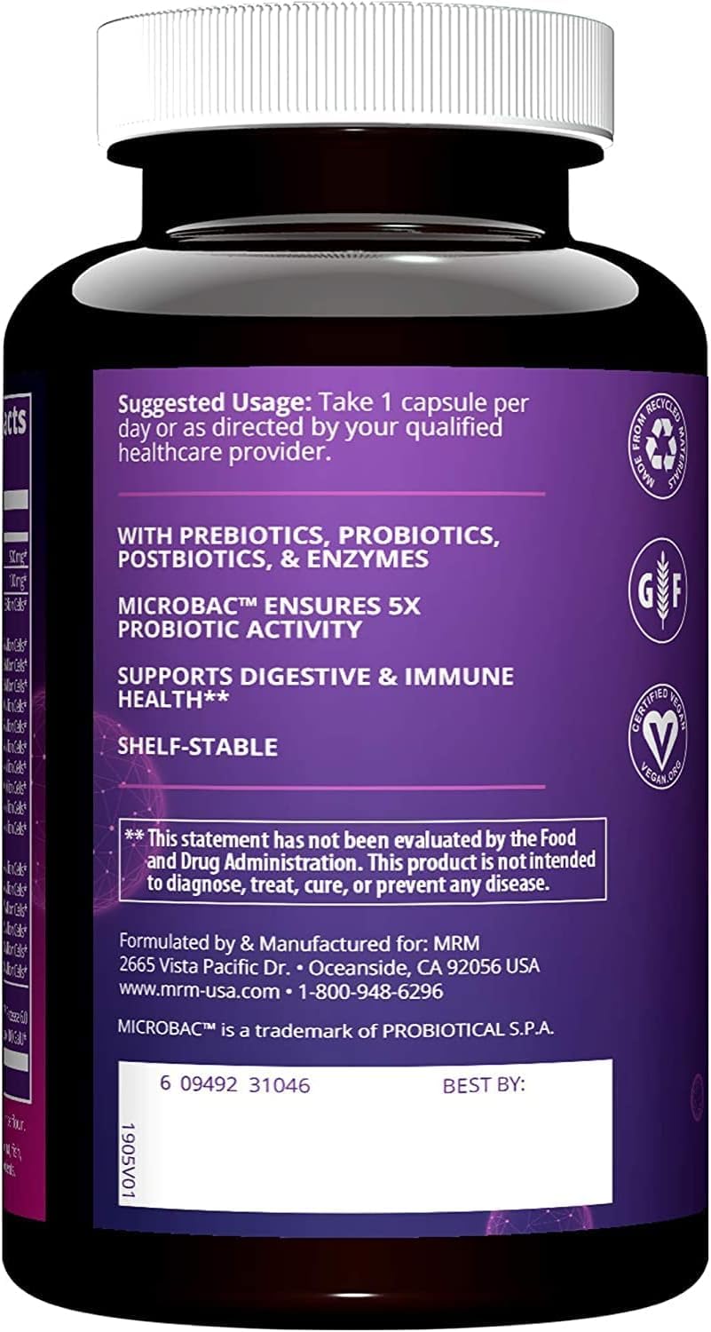 MRM Nutrition Daily Probiotics - Supports Intestinal, GI, & Immune Health for Women & Men, Prebiotic, Probiotic, & Postbiotic Supplement, 5 Billion Cells & 16 Different Strains, Vegan - 30 Servings MRMBuy Supplements Australia