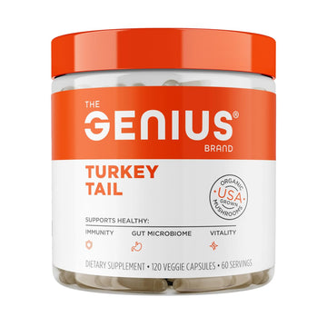The Genius Brand Genius Turkey Tail - Plant-Based Supplement for Immune, Gut & Antioxidant Support - Organic & Non-GMO - 120 Veggie Capsules The Genius BrandBuy Supplements Australia