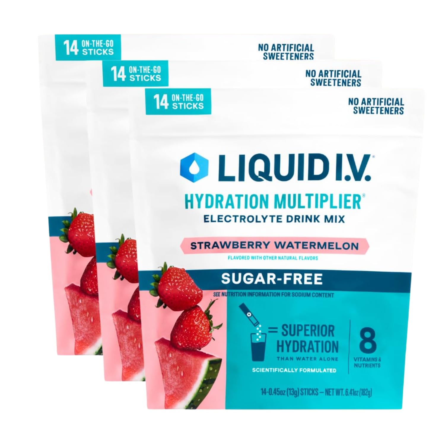 Liquid I.V.® Hydration Multiplier Sugar Free – Strawberry Watermelon | Electrolyte Powder Drink Mix | 3 Pack (42 Servings) Liquid I.V.Buy Supplements Australia