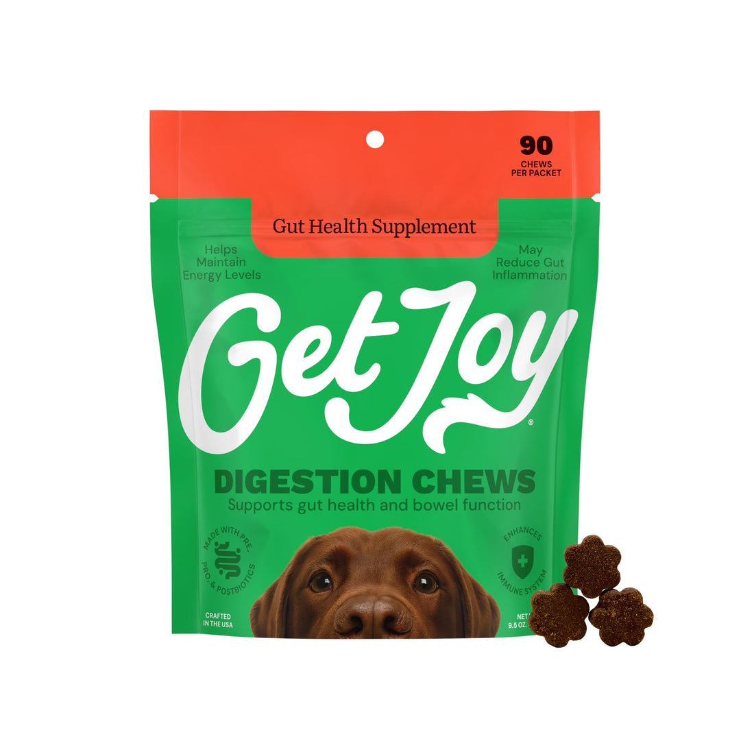 Get Joy Digestion Chews, Gut Health Supplement for Dogs, Vet Recommended Soft Daily Digestive Health & Immune Support with Prebiotics, Probiotics & Postbiotics, Made in USA, 90 Count Get JoyBuy Supplements Australia