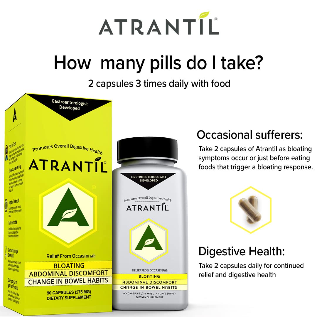 Atrantil 90 Capsules-Antioxidant Packed Polyphenol for Bloating and Gas Relief, Abdominal Discomfort, Constipation, Diarrhea, Postbiotic, Change in Bowel Habits and Everyday Digestive Health. AtrantilBuy Supplements Australia