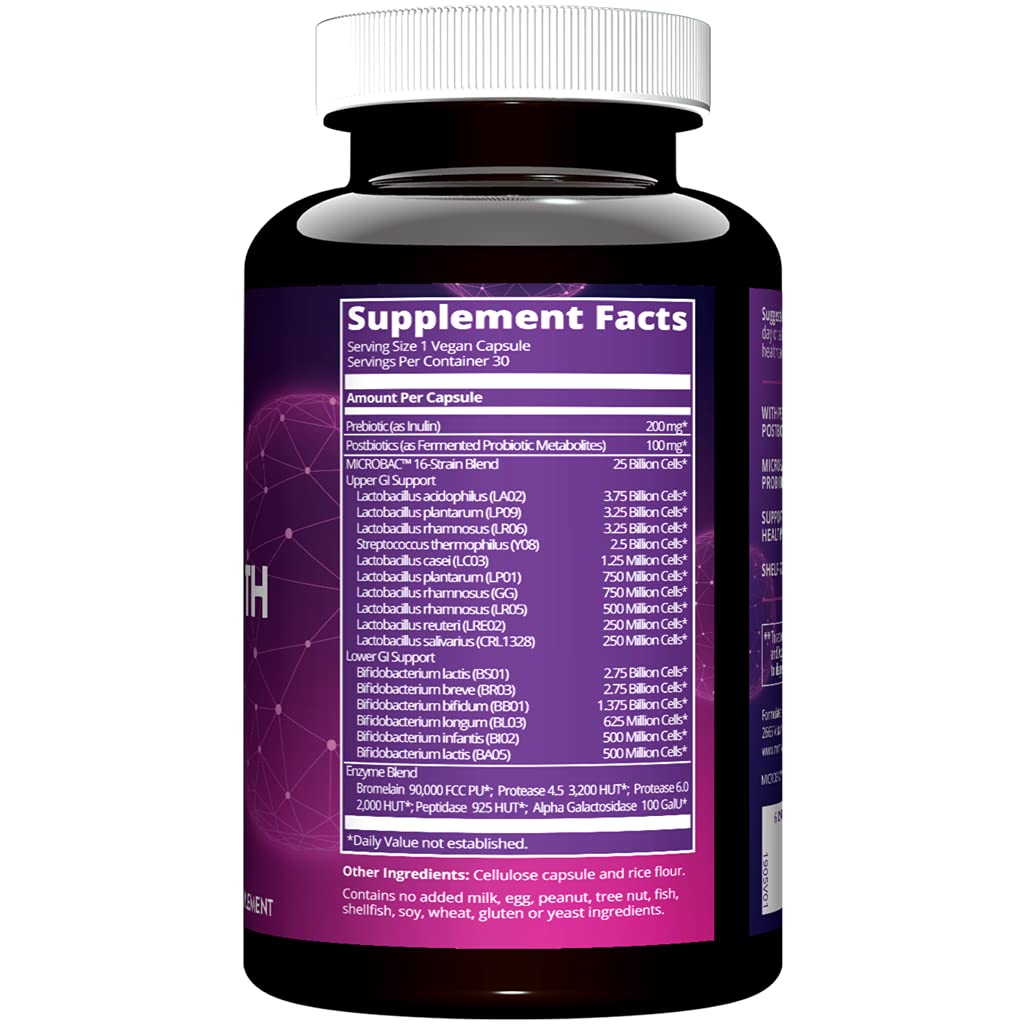 MRM Nutrition Extra Strength Probiotics - Supports Intestinal, GI, & Immune Health for Women & Men, Prebiotic, Probiotic, & Postbiotic Supplement, 25 Billion Cells & 16 Strains, Vegan - 30 Servings MRMBuy Supplements Australia