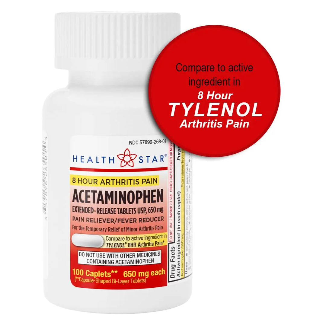 GeriCare Acetaminophen Extended-Release Arthritis 650mg Caplets, Pain Reliever, Arthritis Symptoms, Fever Reduction, 100 Count (Pack of 1) GeriCareBuy Supplements Australia