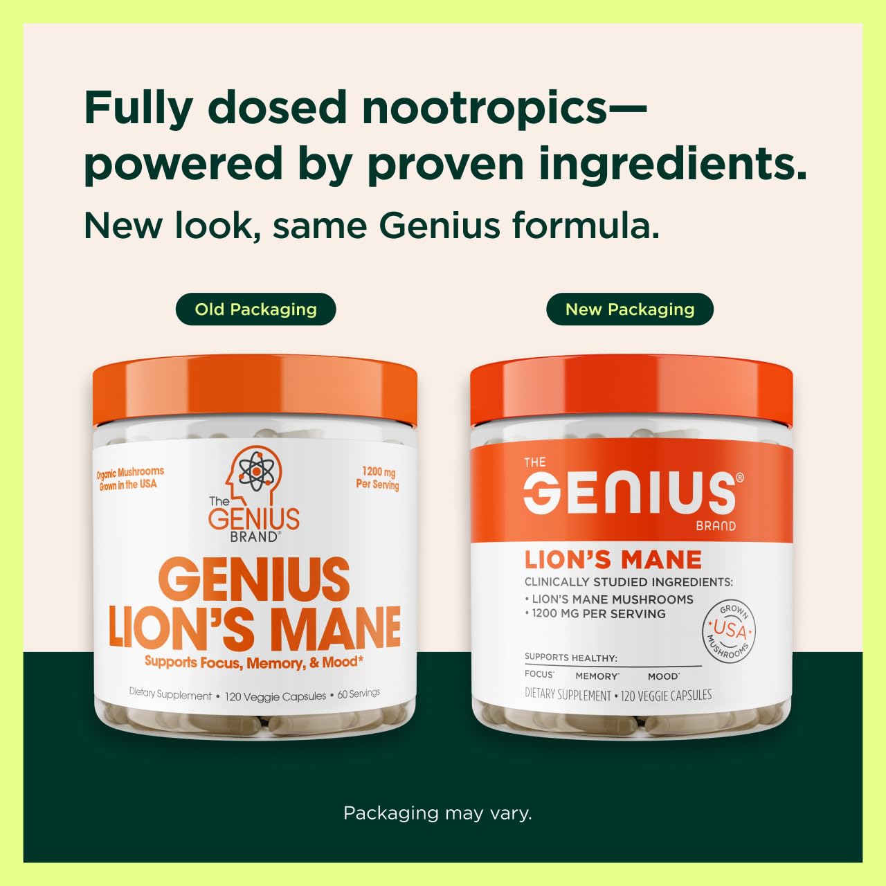 The Genius Brand Genius Lion's Mane - Plant-Based Supplement for Memory, Focus & Mood Support - Organic & Non-GMO - 120 Veggie Capsules The Genius BrandBuy Supplements Australia