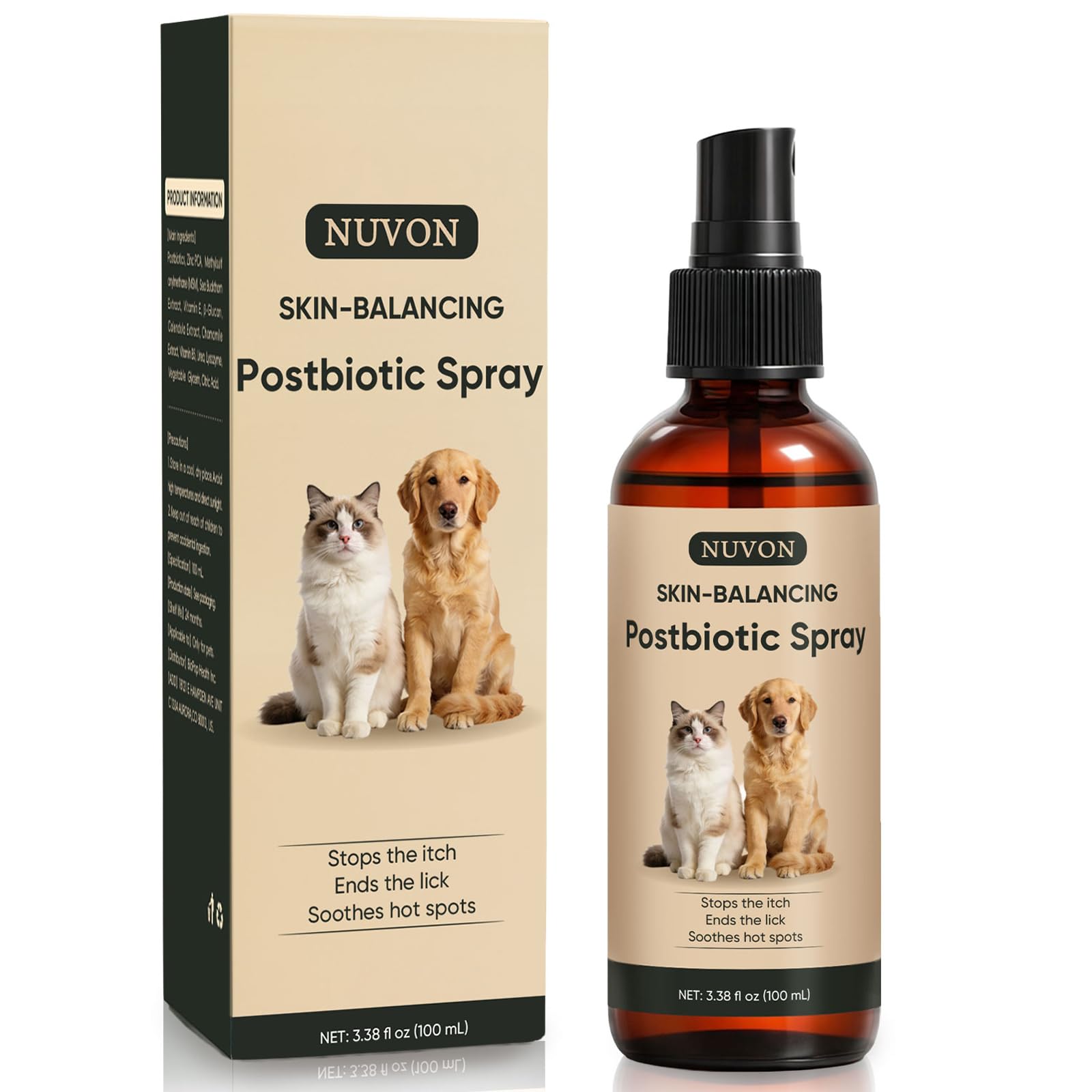 Wanciment NUVON Postbiotic Spray - Hot Spot Treatment for Dogs & Cats - Helps Alleviate Sensitive Skin, Scratching, and Licking of Coat - 3.38 fl oz WancimentBuy Supplements Australia