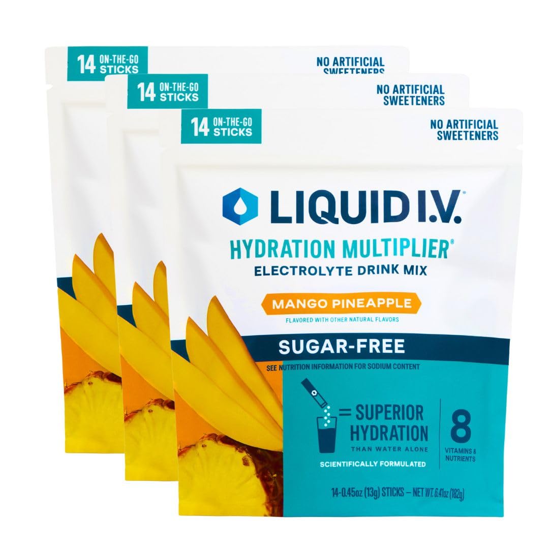 Liquid I.V.® Hydration Multiplier Sugar-Free – Mango Pineapple | Electrolyte Powder Drink Mix | 3 Pack (42 Servings) Liquid I.V.Buy Supplements Australia
