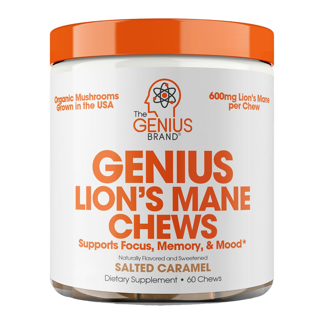 Genius Lion's Mane Soft Chews Supplement – Nootropic Mushroom for Focus, Clarity, Memory, Energy, Brain Health Support – Salted Caramel Flavor The Genius BrandBuy Supplements Australia