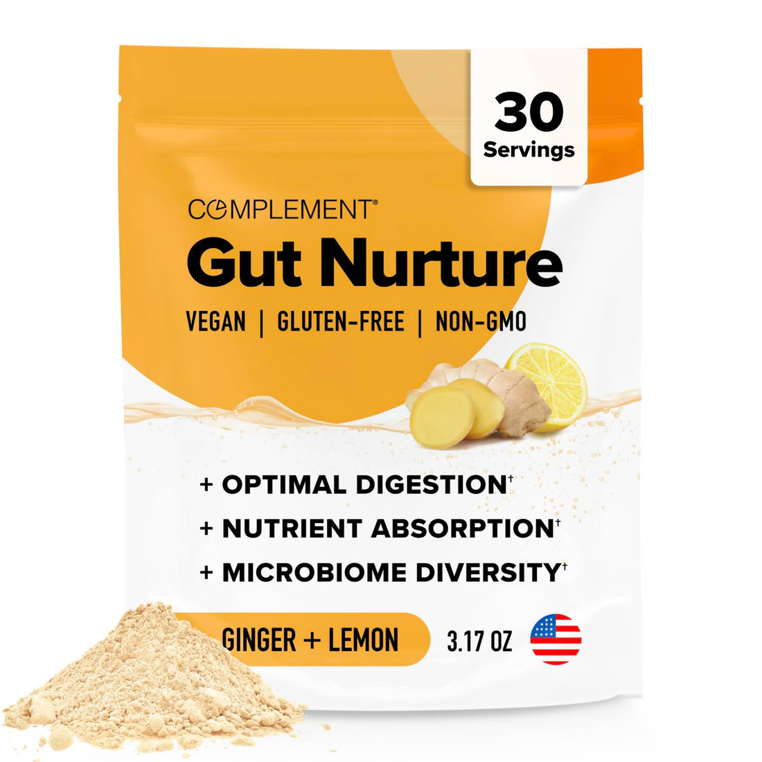 Complement Gut Nurture Prebiotic + Postbiotic Superfood Powder for Leaky Gut Repair, Probiotics for Digestive Health - Ginger Root - 30 Servings ComplementBuy Supplements Australia