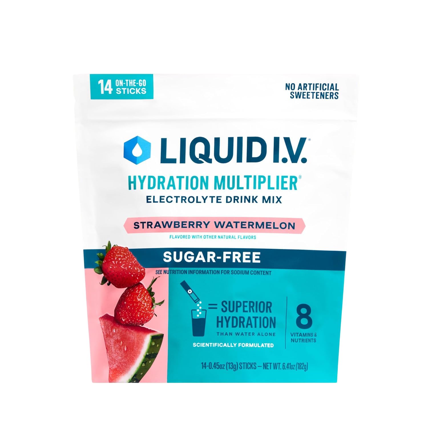 Liquid I.V.® Hydration Multiplier Sugar-Free - Strawberry Watermelon | Electrolyte Powder Drink Mix | 1 Pack (14 Servings) Liquid I.V.Buy Supplements Australia