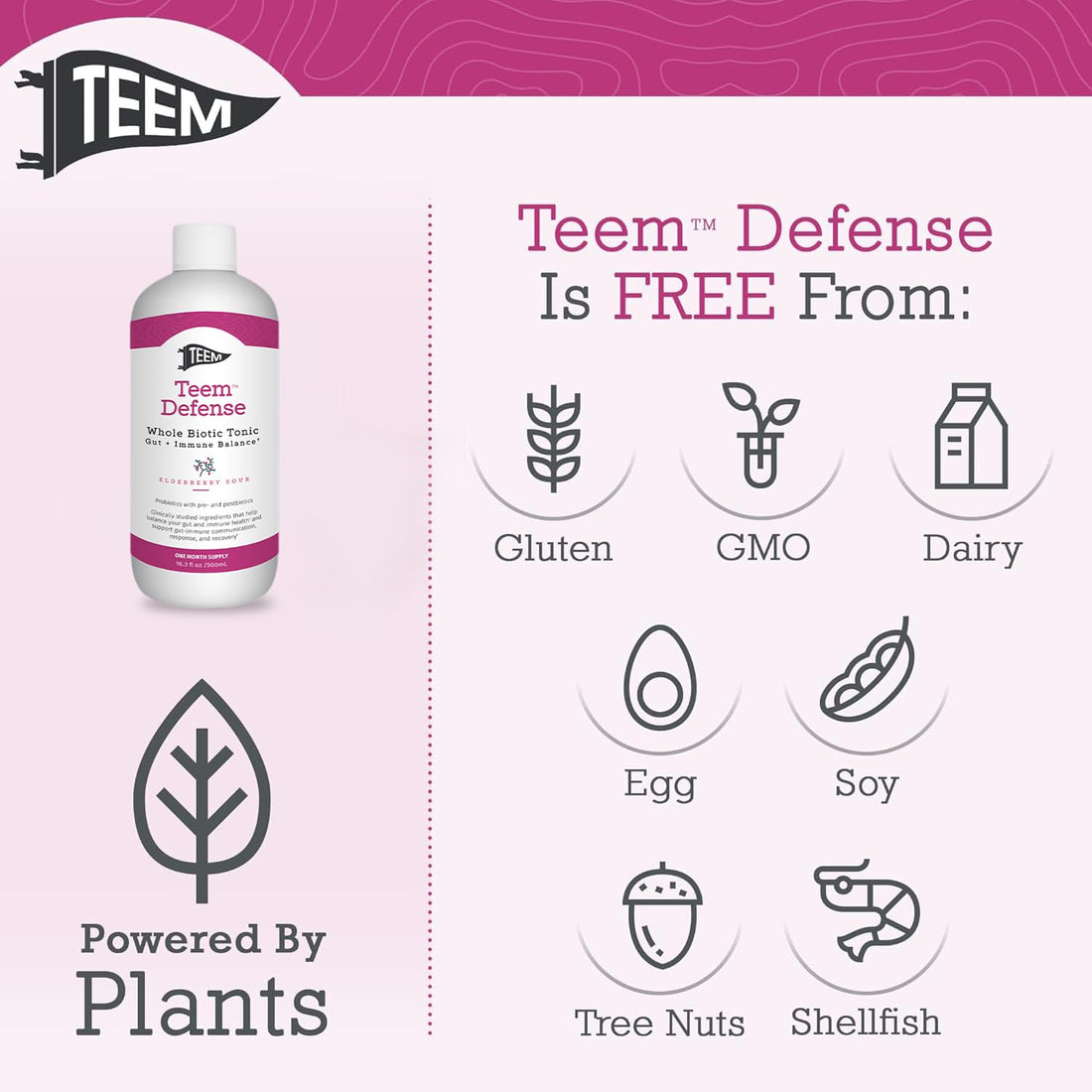 Teem Defense Liquid Probiotic with Elderberry, Whole Biotic Tonic for Digestion & Immunity, Prebiotic Probiotic & Postbiotic Supplement for Kids and Adults, 30 Day Supply – 16.3 Fl.Oz TeemBuy Supplements Australia