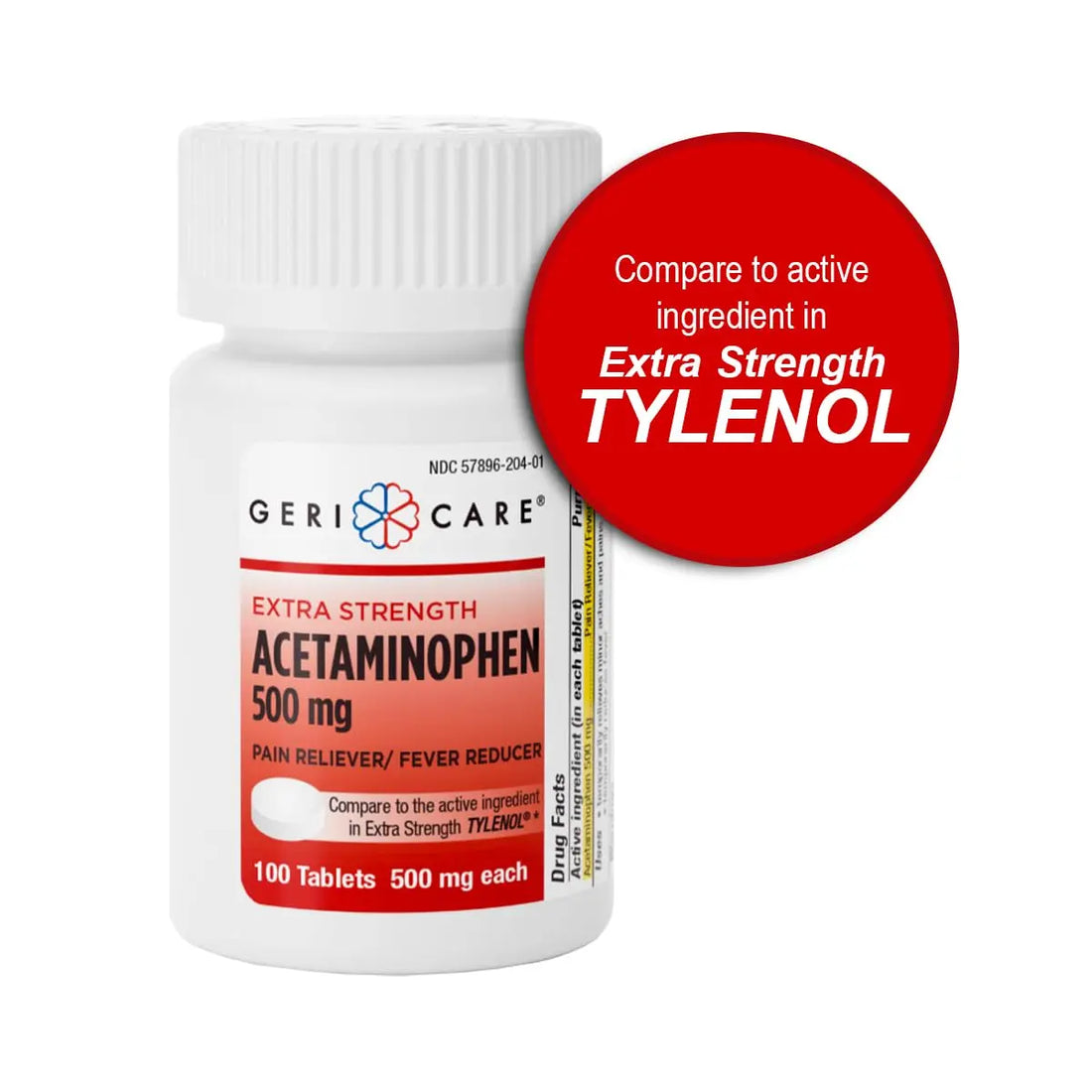 GeriCare Extra Strength Acetaminophen Pain Relief Fever Reducer Tablets, Strength 500mg Tablet | Joint, Muscle, Arthritis, Back Pain, Body Pain Relief, 100 Count (Pack of 2) GeriCareBuy Supplements Australia