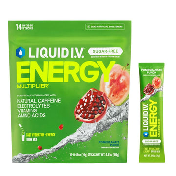 Liquid I.V.® Hydration Multiplier Sugar Free + Energy - Pomegranate Punch | Electrolyte Powder Drink Mix | 1 Pack (14 Servings) Liquid I.V.Buy Supplements Australia
