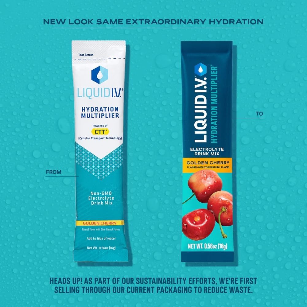 Liquid I.V.® Hydration Multiplier - Golden Cherry | Electrolyte Powder Drink Mix | 3 Pack (48 Servings) Liquid I.V.Buy Supplements Australia