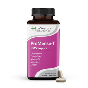 LifeSeasons - PreMense-T - PMS Relief Supplement - Support for Pre-Menstrual Symptoms, Cramping & Breast Tenderness - Nourish Tissue - Ginger Crampbark Dong Quai Chasteberry & Vitamin B6-60 Capsules LifeSeasonsBuy Supplements Australia