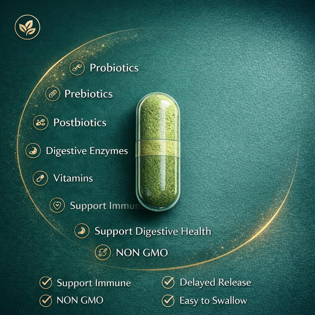 NATURAL NEED™ Gut Health – 5-in-1 Formula with Probiotics, Prebiotics, Postbiotics, Enzymes & Vitamins (C,D3,B12,Zinc) – Delayed Release Capsule – Supports Overall Digestion, Immunity & Gut – 60 Vegan NATURAL NEEDBuy Supplements Australia