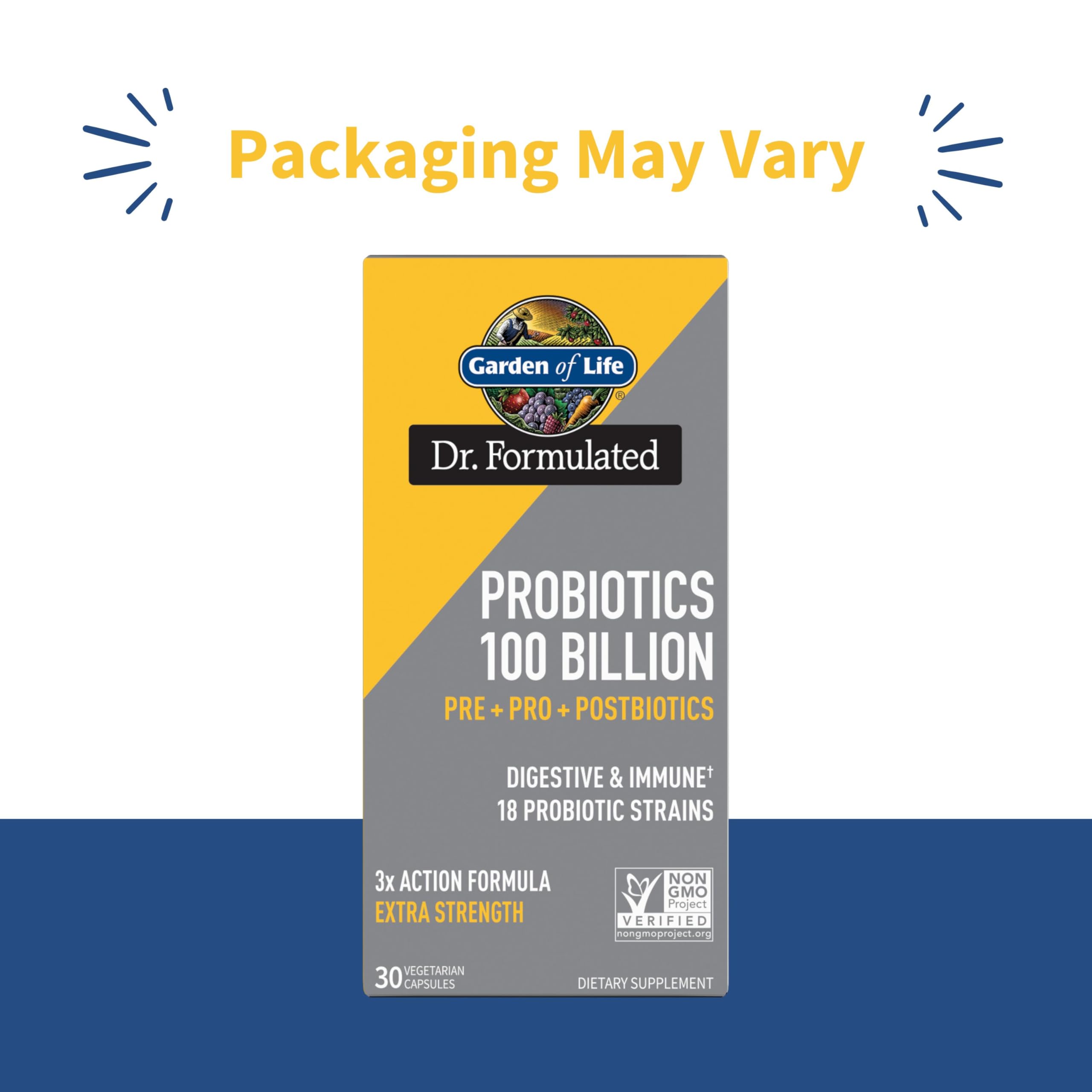 Garden of Life Dr.Formulated Pre, Post & Probiotics 100 Billion CFU Once Daily 3-in-1 Complete Probiotics,Prebiotics & Postbiotics Supplement for Women and Men-Extra Strength,30 Day Supply,(Pack of 2) Garden of LifeBuy Supplements Australia