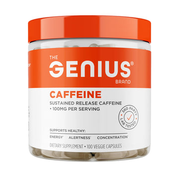 Genius Caffeine - Sustained-Release Microencapsulated Caffeine Pills for Smooth, Long-Lasting Energy & Focus - No Jitters or Crash - 100mg per Capsule - 100 Servings - Natural Performance Booster The Genius BrandBuy Supplements Australia