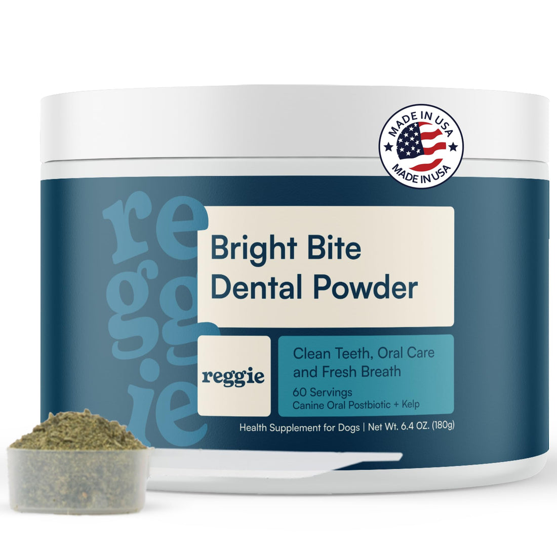 Reggie Dental Powder for Dogs | Reduce Bad Breath in 7 Days, Plaque & Tartar Control | Natural Dog Dental Supplement | Postbiotic Formula with Organic Kelp | Vet-Approved & Made in USA | 60 Servings ReggieBuy Supplements Australia