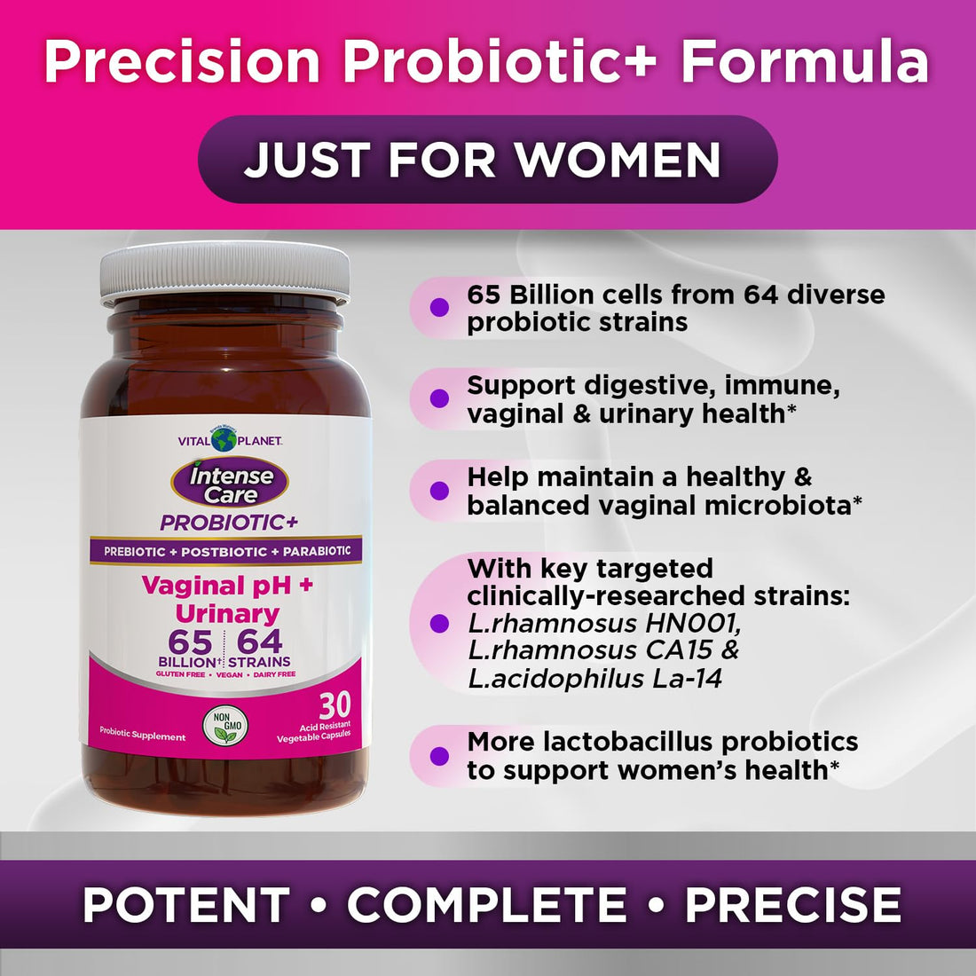 Vital Planet - Intense Care Vaginal pH & Urinary Probiotics, Prebiotics, Postbiotics, Parabiotics, 4-in-1 Refrigerated Supplement for Adults, 65 Billion CFU, 64 Strains, Digestive and Immune, 30 ct Vital PlanetBuy Supplements Australia