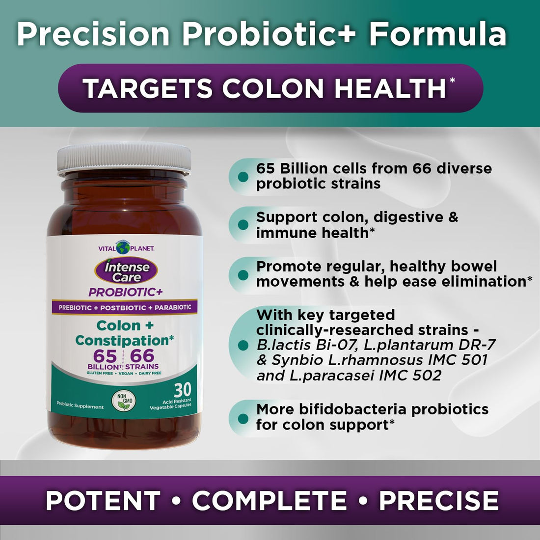 Vital Planet - Intense Care Colon & Constipation Probiotics, Prebiotics, Postbiotics, Parabiotics, 4-in-1 Refrigerated Supplement for Adults, 65 Billion CFU, 66 Strains, Digestive and Immune, 30 ct Vital PlanetBuy Supplements Australia