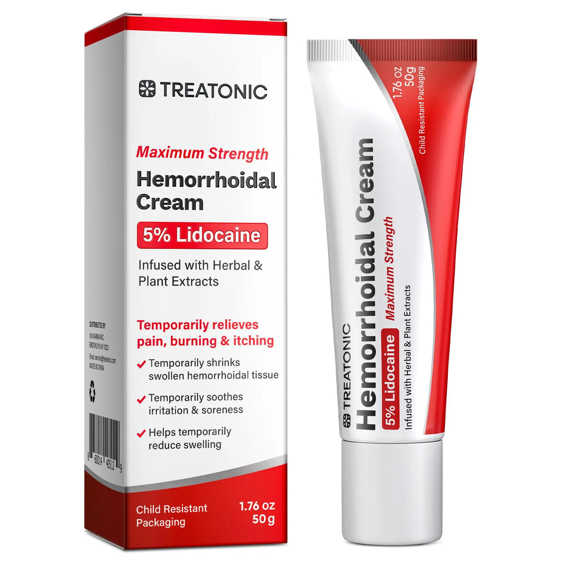 Treatonic Hemorrhoid Treatment Cream: 5% Lidocaine Hemorrhoid Cream for Numbing Relief of Pain, Burning, Itching, Discomfort, & Swelling - Fissure & Hemorrhoids - 1.76 oz TreatonicBuy Supplements Australia