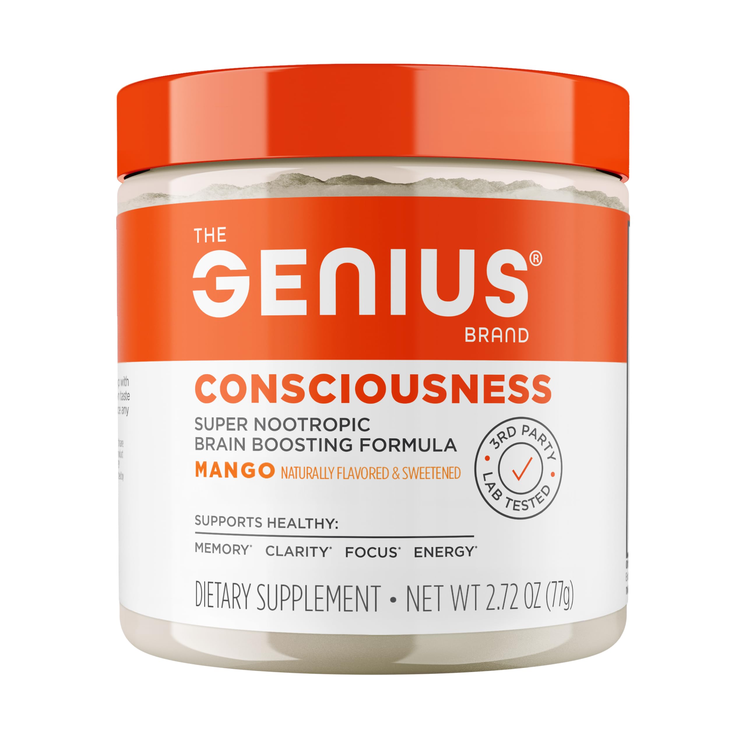 Genius Consciousness, Super Nootropic Brain Supplement Powder, Mango - Boost Focus, Cognitive Function, Concentration & Memory Booster - Alpha GPC & Lions Mane Mushroom for Neuro Energy & IQ The Genius BrandBuy Supplements Australia