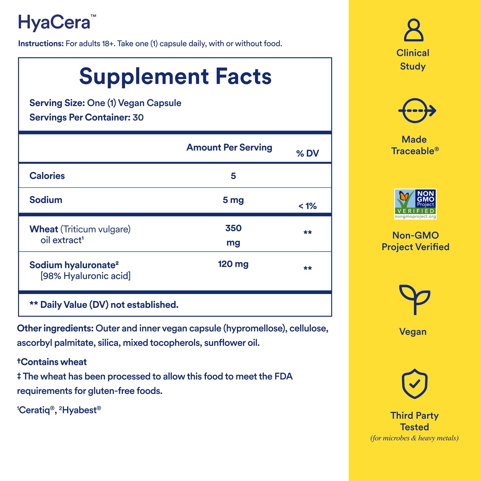 Ritual HyaCera Skin Supplement for Wrinkle Support, with Hyabest® and Ceratiq® for Skin Hydration Support, Hyaluronic Acid, Glycolipids, Ceramides, Gluten Free, Non GMO, Vanilla Essence, 30 Day Supply RitualBuy Supplements Australia