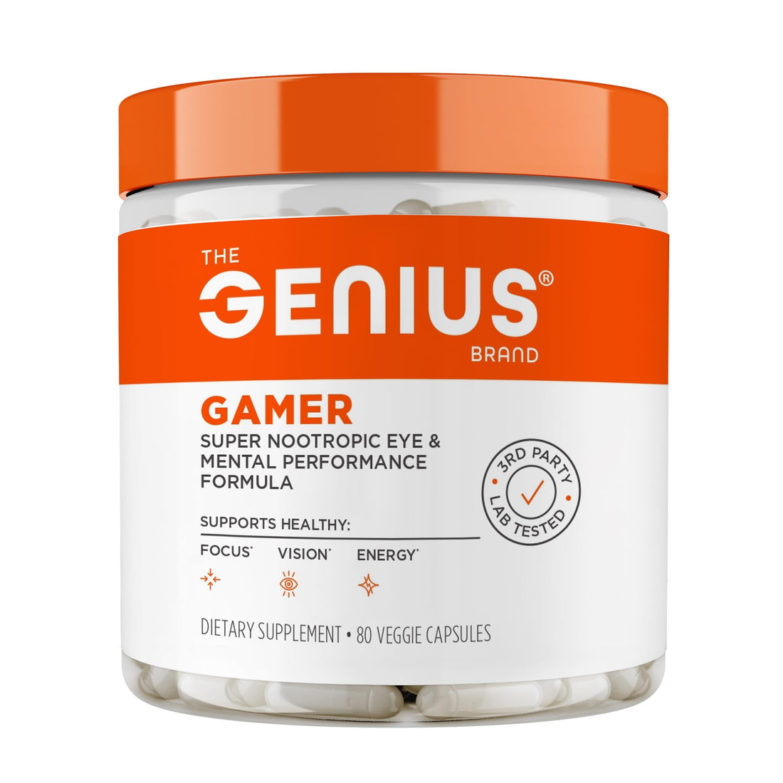 Genius Gamer, Gaming Focus Supplement, 80 Pills - Elite Nootropic Performance Booster - Boost Brain & Mental Clarity, Reaction Time & Concentration - Blue Light Support with Lutemax The Genius BrandBuy Supplements Australia