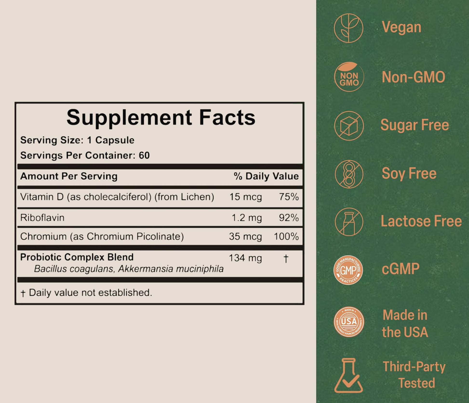 Akkermansia Probiotic for Appetite Suppressant & Craving Control | Increases GLP-1 for Weight Loss | 60 Day Supply | Made in USA | Bacillus Coagulans, B2, D3 & Chromium | SIBO Friendly, Vegan AkkermyBuy Supplements Australia