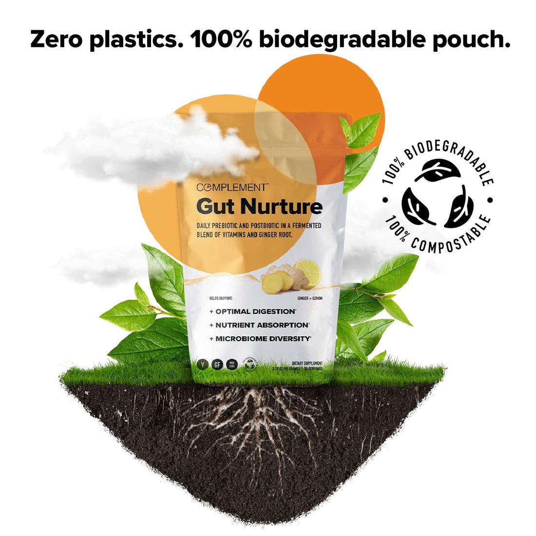 Complement Gut Nurture Prebiotic + Postbiotic Superfood Powder for Leaky Gut Repair, Probiotics for Digestive Health - Ginger Root - 30 Servings ComplementBuy Supplements Australia