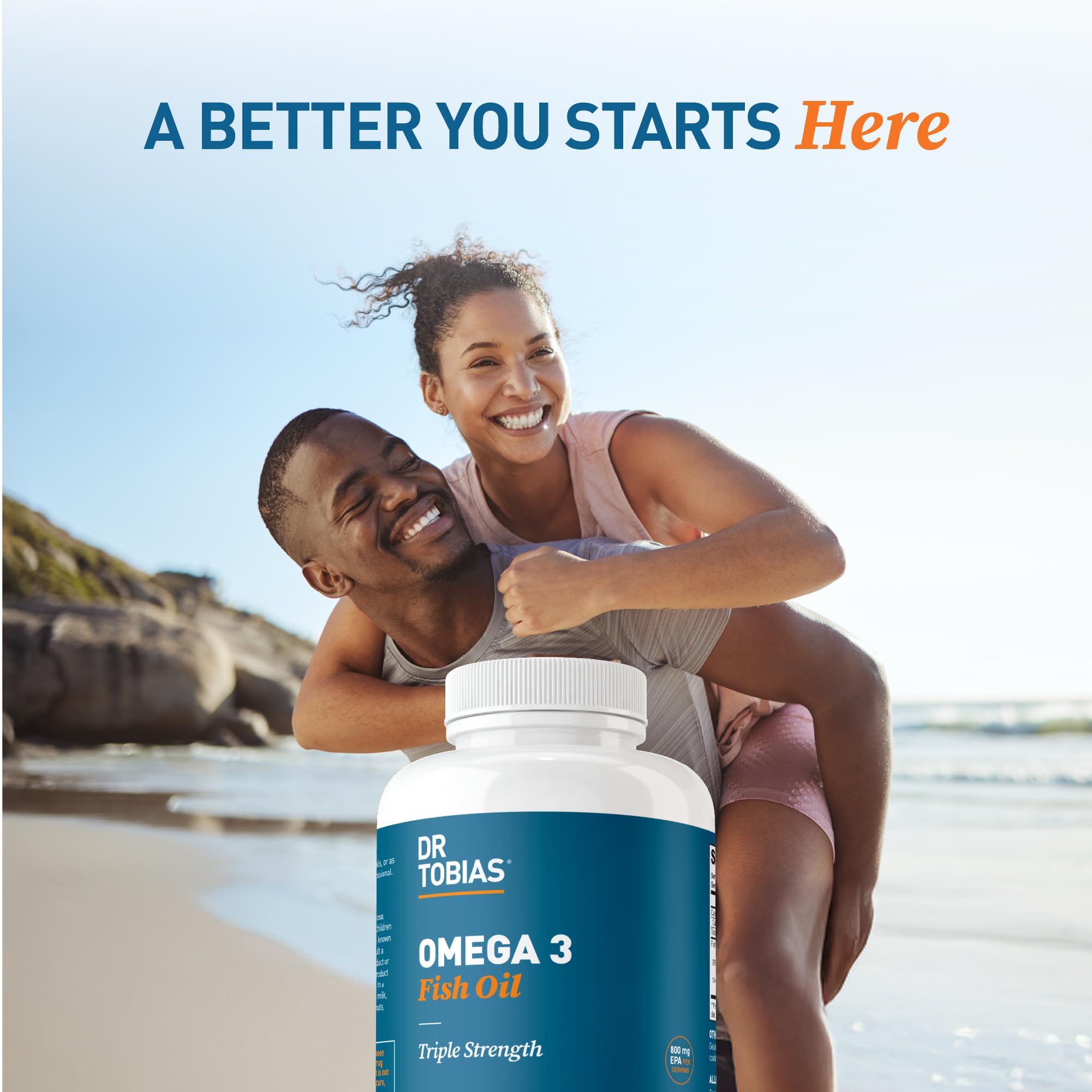 Dr. Tobias Omega 3 Fish Oil 2000mg Triple Strength with 800mg EPA 600mg DHA Per Serving | Fish Oil Omega 3 Supplements for Heart Brain & Immune Support - 180 Softgels (90 Servings) Dr. TobiasBuy Supplements Australia