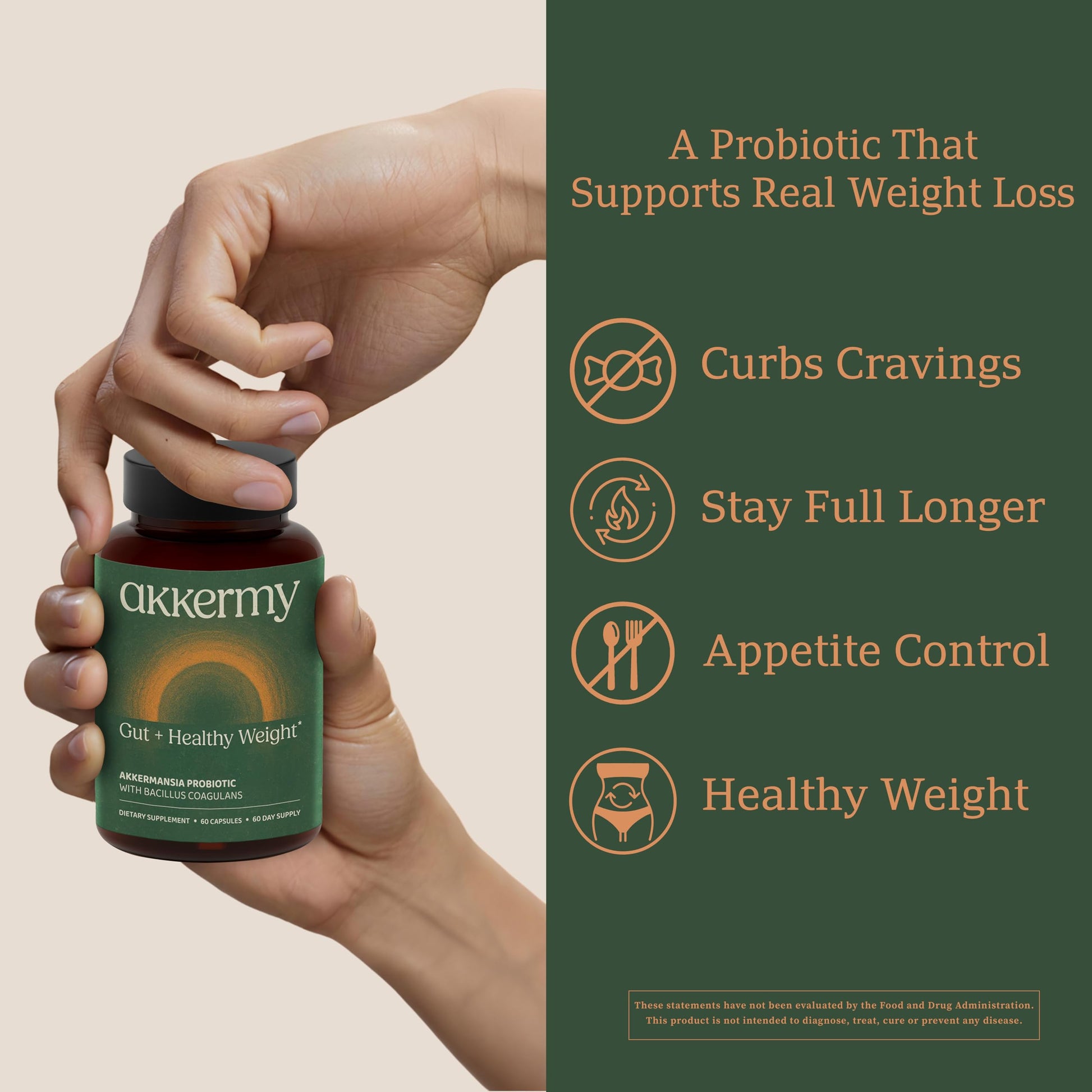 Akkermansia Probiotic for Appetite Suppressant & Craving Control | Increases GLP-1 for Weight Loss | 60 Day Supply | Made in USA | Bacillus Coagulans, B2, D3 & Chromium | SIBO Friendly, Vegan AkkermyBuy Supplements Australia