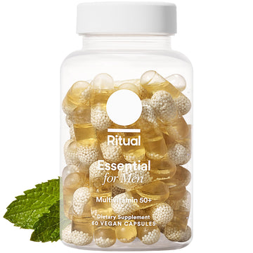 Ritual Multivitamin for Men 50+, Vegan, with Zinc, Vitamin A and D3 for Immune Function Support*, Omega-3 DHA, B12, K2, Gluten Free, Non-GMO, Mint Essenced, 30 Day Supply RitualBuy Supplements Australia