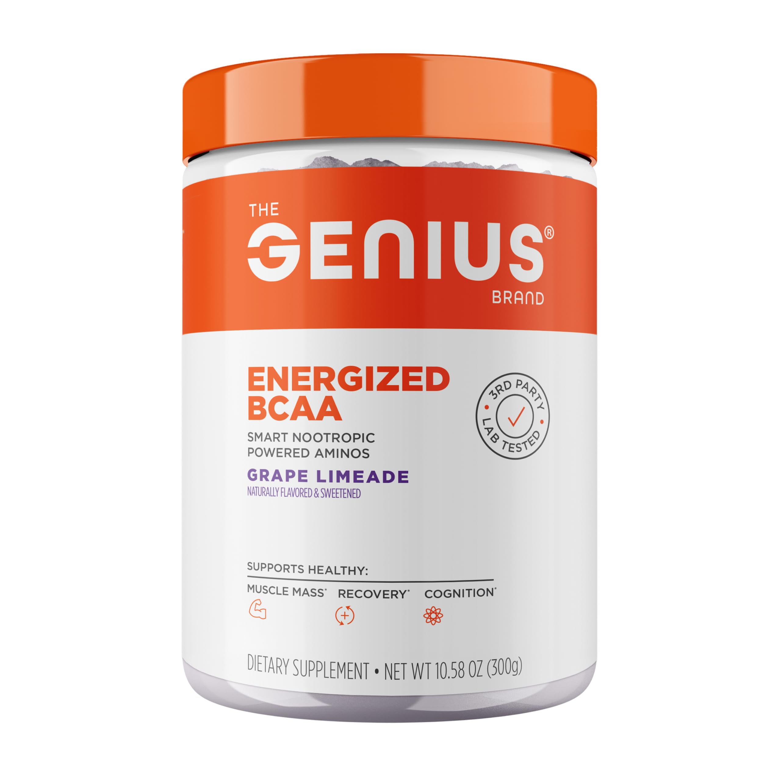 Genius BCAA Powder - 5g Vegan BCAAs L-Glutamine, Cognizin & Rhodiola Muscle Recovery Energy Support 100mg Caffeine Pre, Intra, Post-Workout Nootropic Supplement for Focus & Performance - Grape Limeade The Genius BrandBuy Supplements Australia