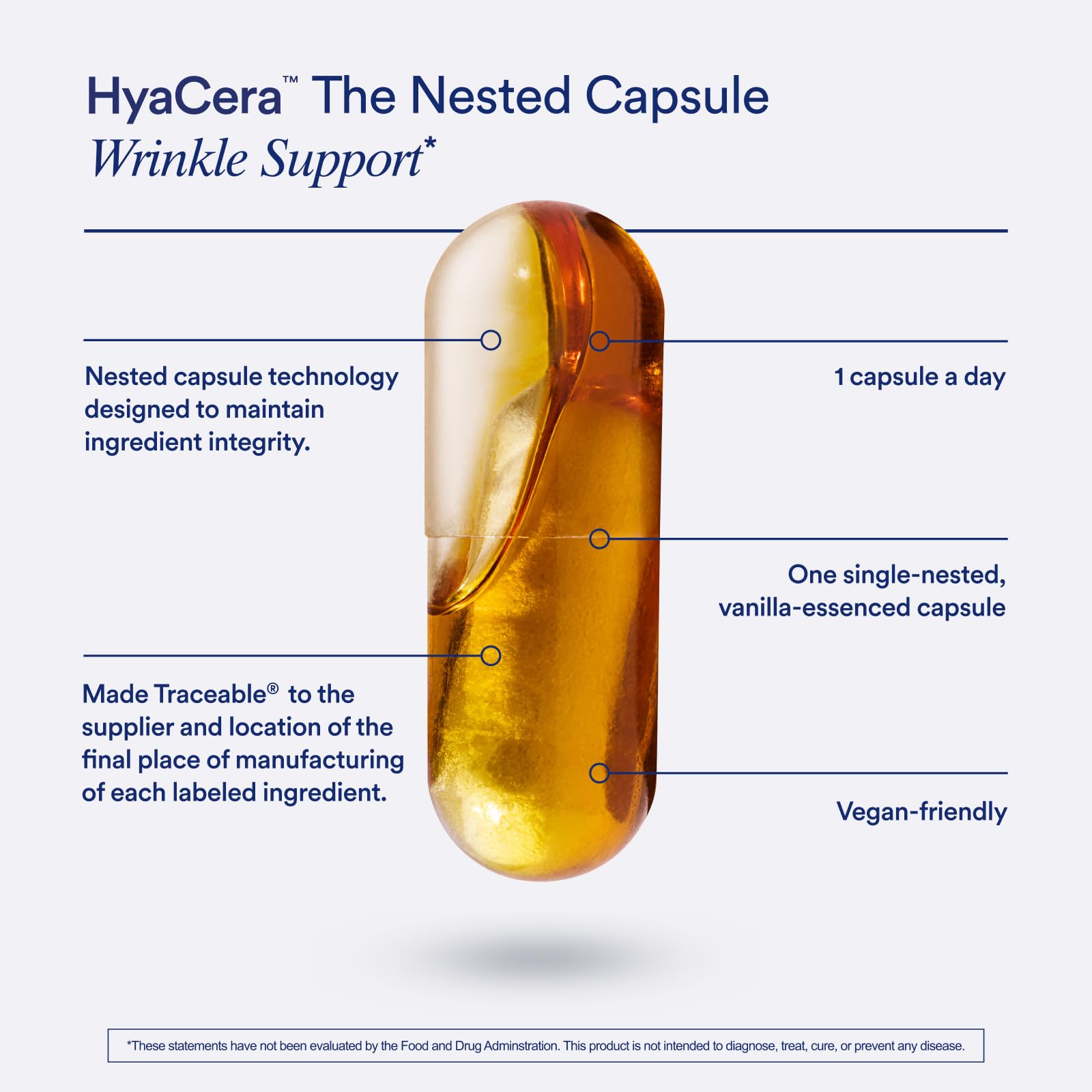 Ritual HyaCera Skin Supplement for Wrinkle Support, with Hyabest® and Ceratiq® for Skin Hydration Support, Hyaluronic Acid, Glycolipids, Ceramides, Gluten Free, Non GMO, Vanilla Essence, 30 Day Supply RitualBuy Supplements Australia