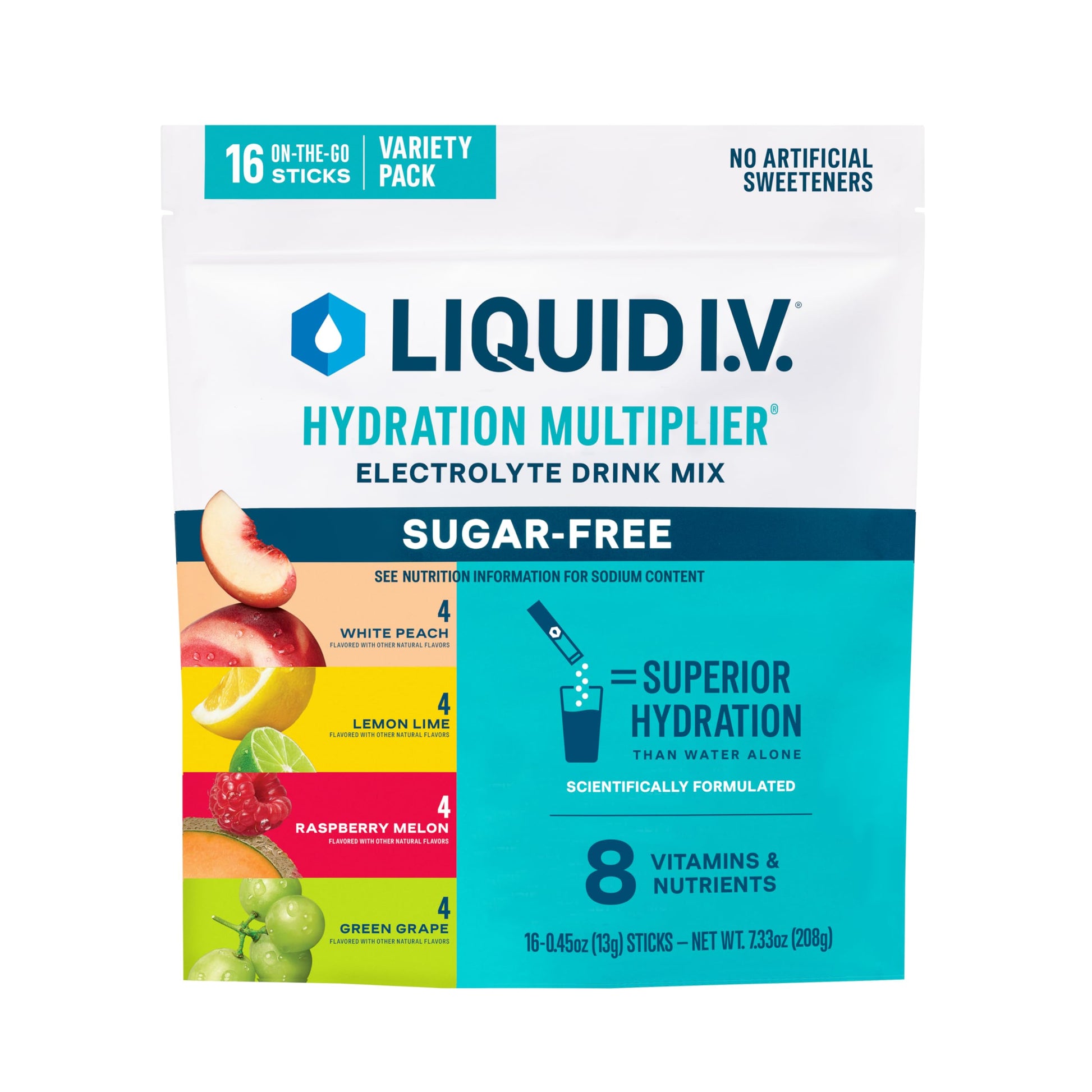Liquid I.V.® Hydration Multiplier Sugar-Free Variety Pack - Raspberry Melon, Lemon Lime, White Peach, Green Grape (Variety Pack) Liquid I.V.Buy Supplements Australia