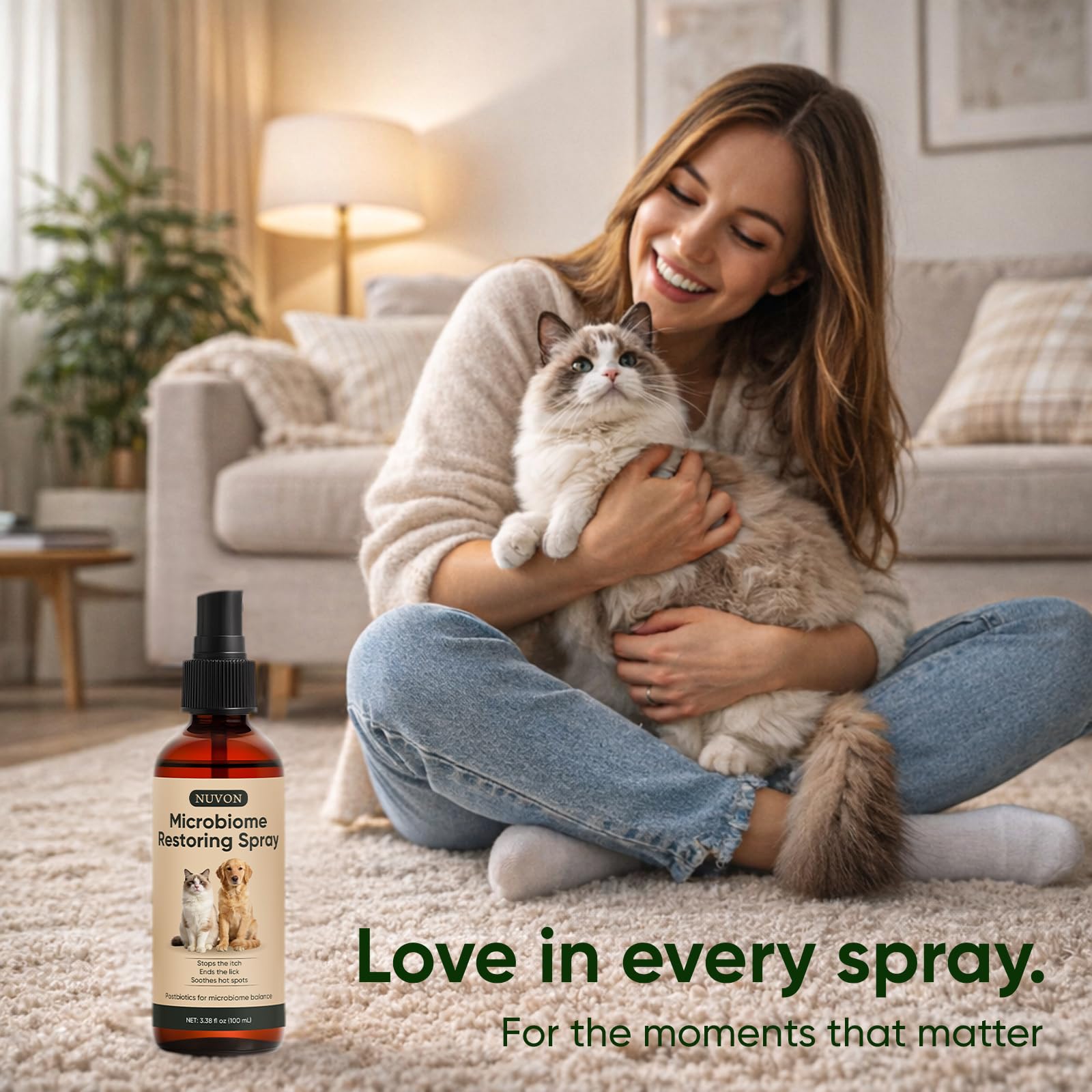 Wanciment NUVON Postbiotic Spray - Hot Spot Treatment for Dogs & Cats - Helps Alleviate Sensitive Skin, Scratching, and Licking of Coat - 3.38 fl oz WancimentBuy Supplements Australia