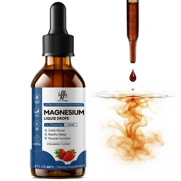 Liquid Magnesium Glycinate Drops for Nighttime Sleep & Calm Support, Triple Chelated Magnesium Complex with L-Theanine & GABA, Pre-Dissolved Liquid for Gentle Absorption, Strawberry Flavor, 2 Fl Oz iMATCHMEBuy Supplements Australia